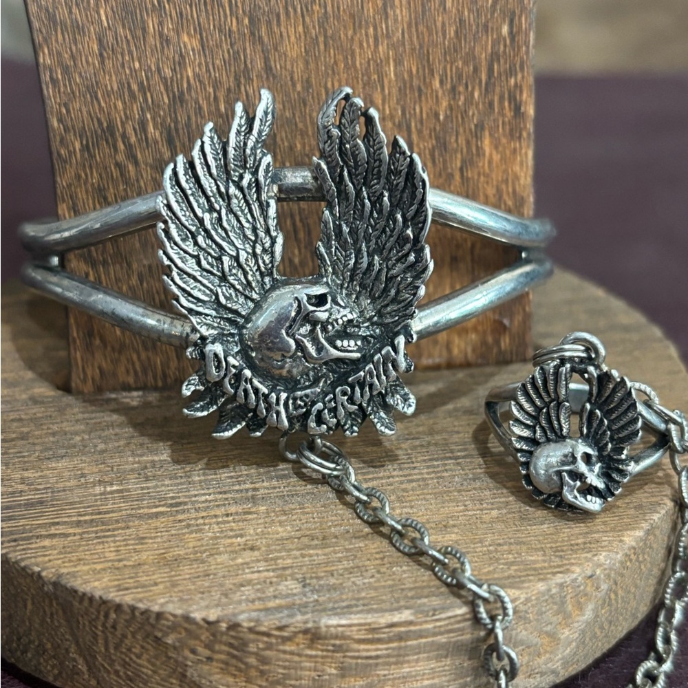 Eagle skull slave style bracelet and ring